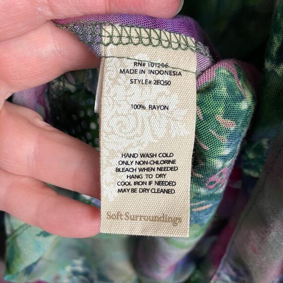 Soft Surroundings Green&Purple Tie Dye Floral Open Front Cardigan Kimono Sz.XL - Picture 10 of 12